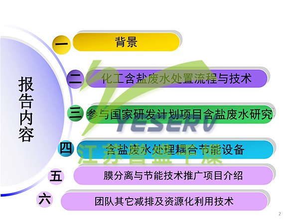 含鹽有機廢水節(jié)能處置與中水回用 - 傅忠君教授